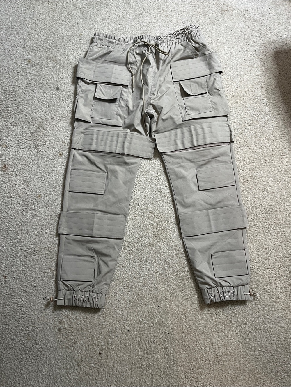 Men's Cargo Jogger Pants - Light Gray Utility Style